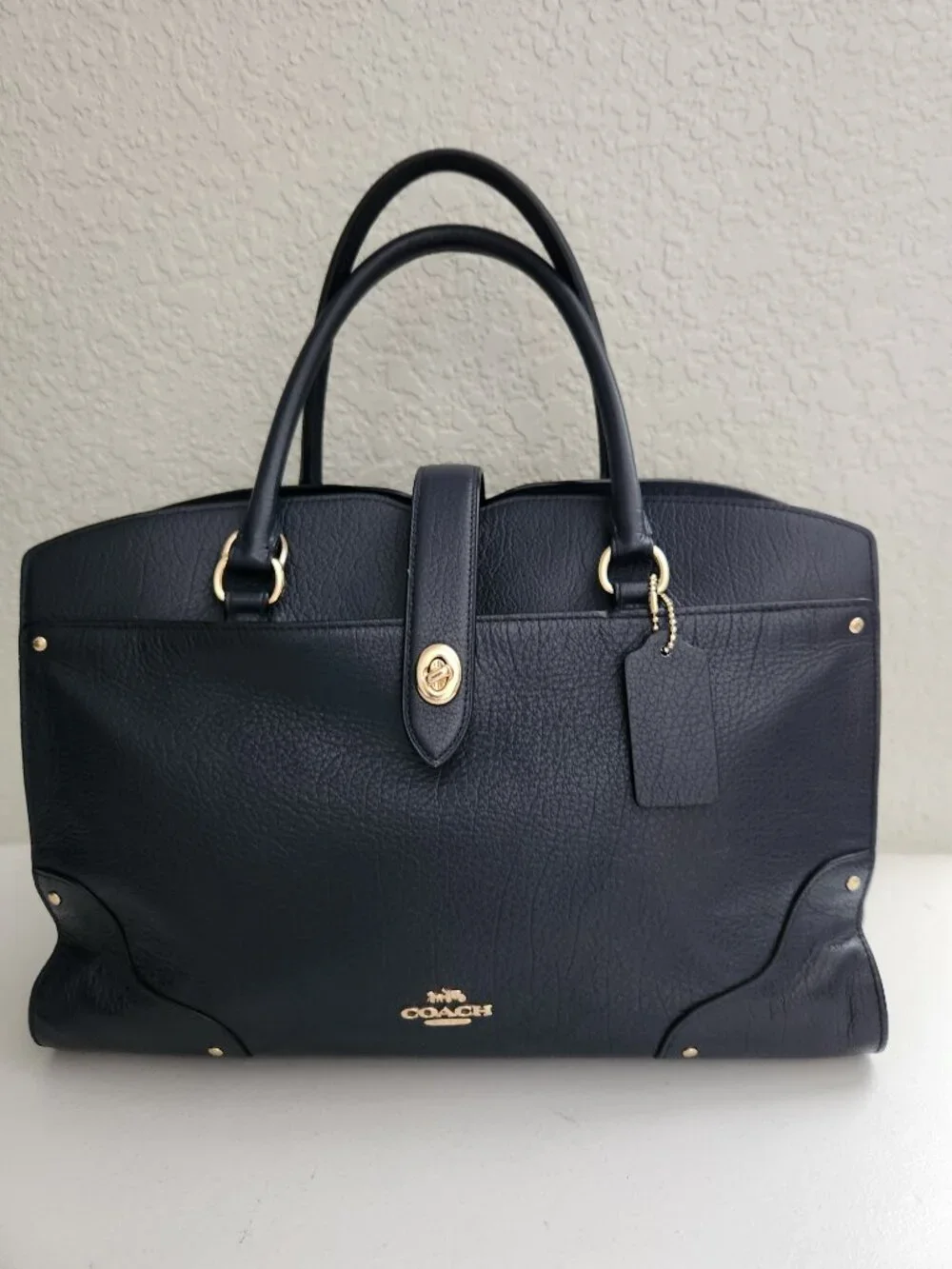 Like New Coach Mercer Midnight/ Blue Leather Shoulder Bag Tote Purse